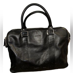 Cole Haan Black Pebbled Leather Briefcase Laptop Case Bag Handbag